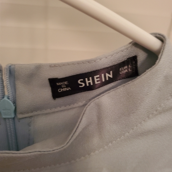 Shein L Laser Cut Dusty Blue Maxi Dress - Picture 4 of 5